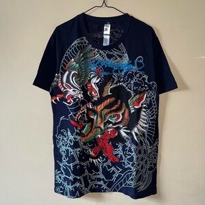 Y2K Ed Hardy Ancient Psychedelic Animal Cyber Emo AOP Tee